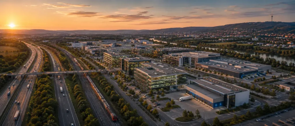 Wirtschaftsstandort Esslingen am Neckar aus der Luft