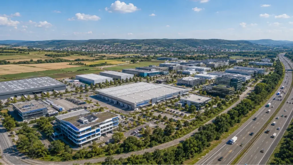 Gewerbegebiet in Ludwigsburg aus der Luft