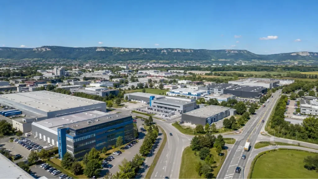 Gewerbegebiet in Reutlingen aus der Luft