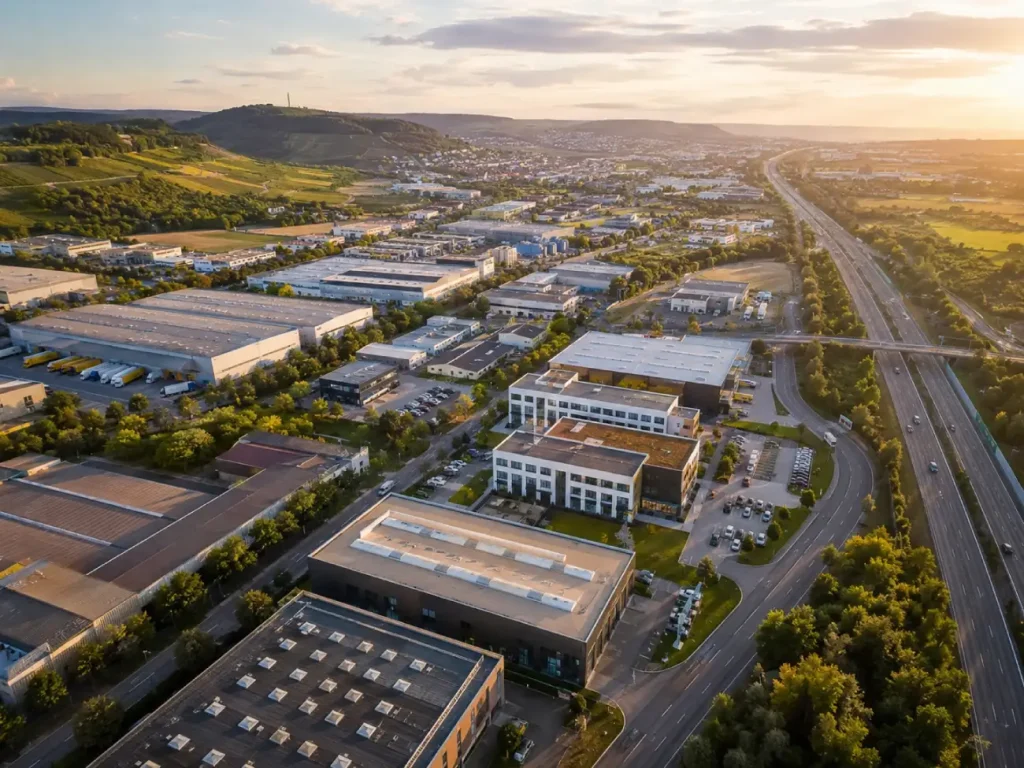 Gewerbliche Freiflächen in der Region Stuttgart aus der Luft