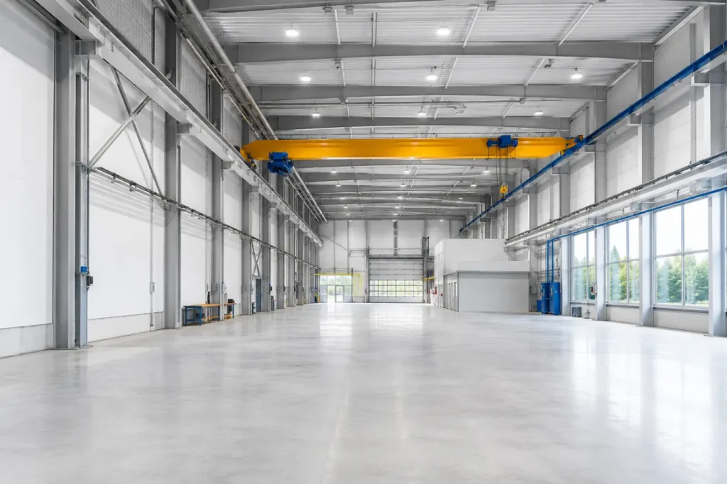 Gewerbehalle für Produktion und Fertigung von innen