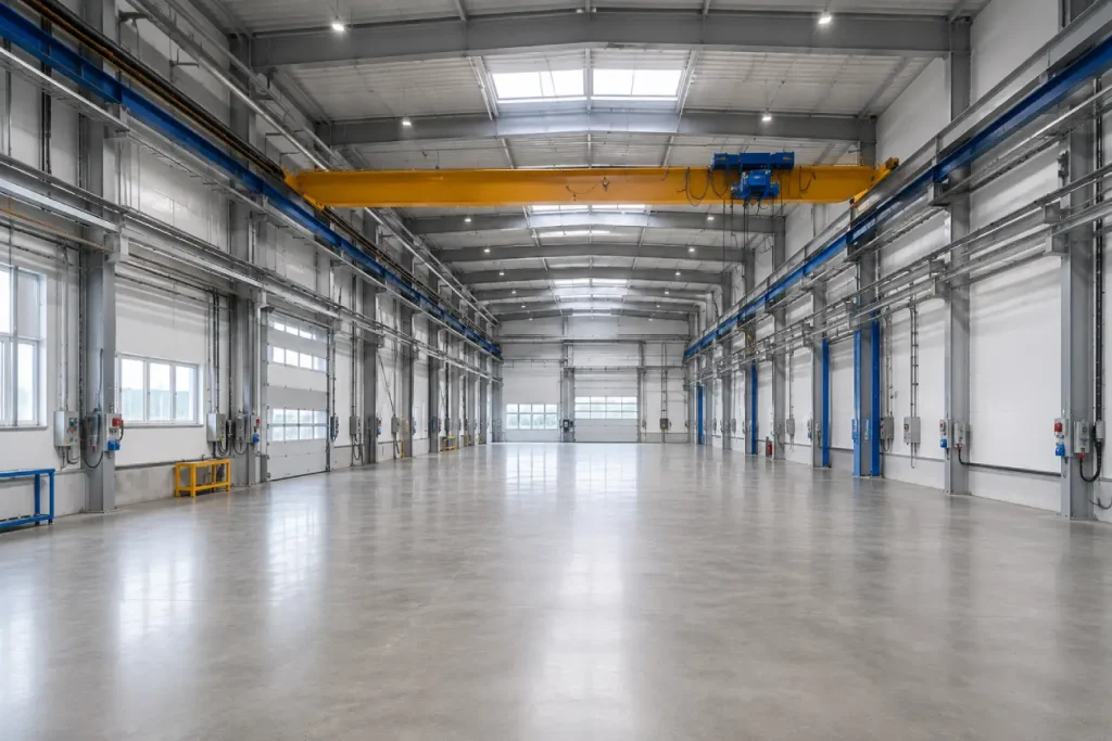 Krananlage und Starkstrom in einer Produktionshalle