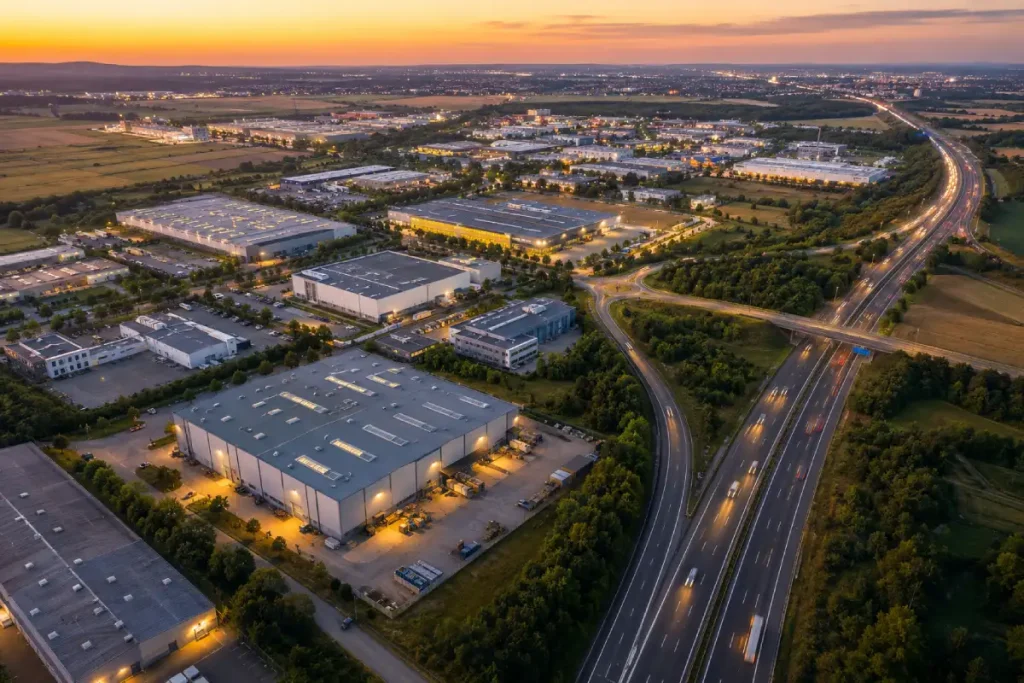 Produktions- und Industriehallen in der Region Stuttgart aus der Luft